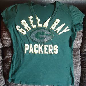 Green Bay Packers Women's Bling V-neck T-Shirt